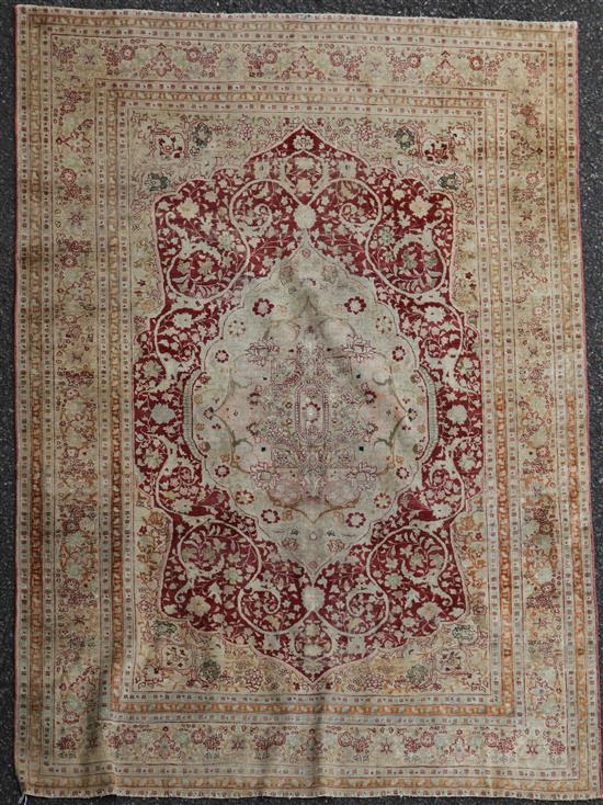 A Qum silk rug, 5ft 3in by 4ft.
